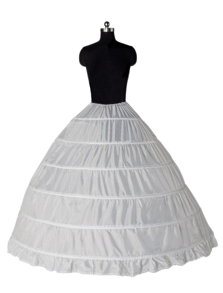 Full A-line 6 Hoop Floor-length Bridal Dress Gown Slip Petticoat